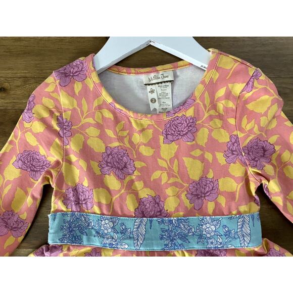 Matilda Jane Secret Fields Orange Blue Floral Citronella Knit Long Sleeve Dress - Picture 4 of 7